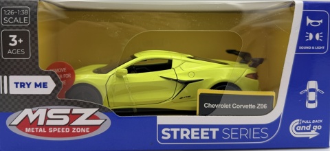 Chevrolet Corvette Z06 z napędem światło dźwięk METAL 1:32 MSZ 68748 żółty