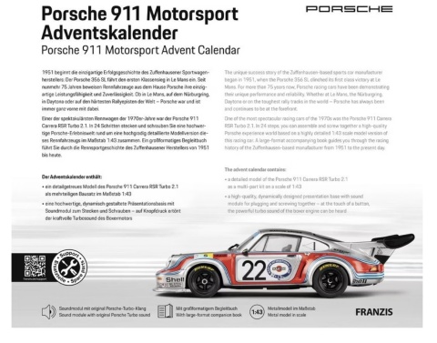 Porsche 911 Motorsport Kalendarz Adwentowy FRANZIS 1:43 Martini Racing #22