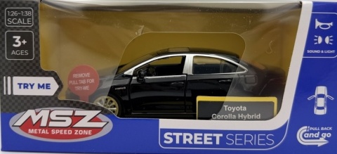Toyota Corolla Hybrid z napędem światło dźwięk METAL 1:33 MSZ 68432 czarny