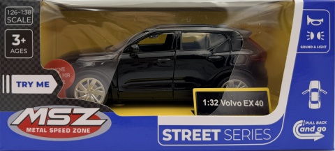 Volvo EX40 z napędem światło dźwięk model METAL 1:32 MSZ 68411 czarny