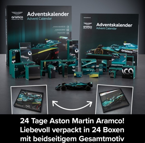ZESTAW Aston Martin Aramco AMR25 kalendarz adwentowy na rok 2026 1:43