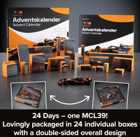 ZESTAW McLaren F1 Norris Piastri MCL39 kalendarz adwentowy na rok 2026 1:43