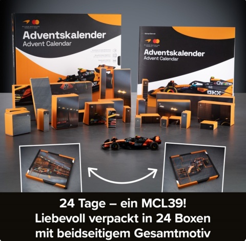 ZESTAW McLaren F1 Norris Piastri MCL39 kalendarz adwentowy na rok 2026 1:43