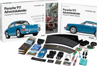 ZESTAW Porsche 911 2.0 1965 enamel blue kalendarz adwentowy Franzis 1:43
