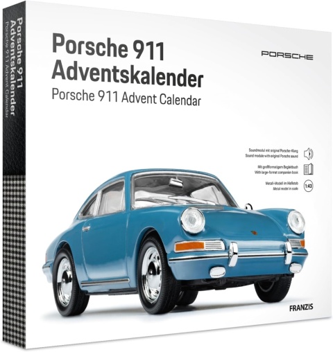 ZESTAW Porsche 911 2.0 1965 enamel blue kalendarz adwentowy Franzis 1:43