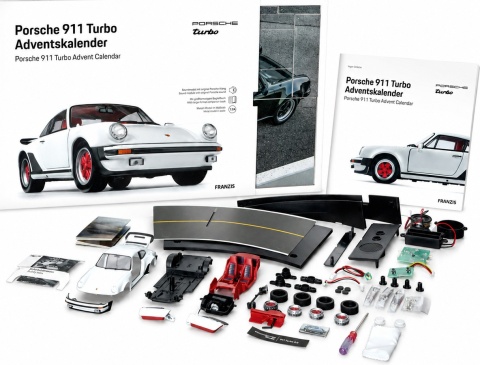ZESTAW Porsche 911 Turbo 1975 kalendarz adwentowy 2026 biały Franzis 1:24
