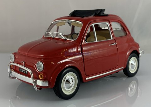Fiat 500 L 1968 red 1:24 metalowy Bburago 22099 Fiat 500 L 1968 red 1:24 metalowy Bburago 22099